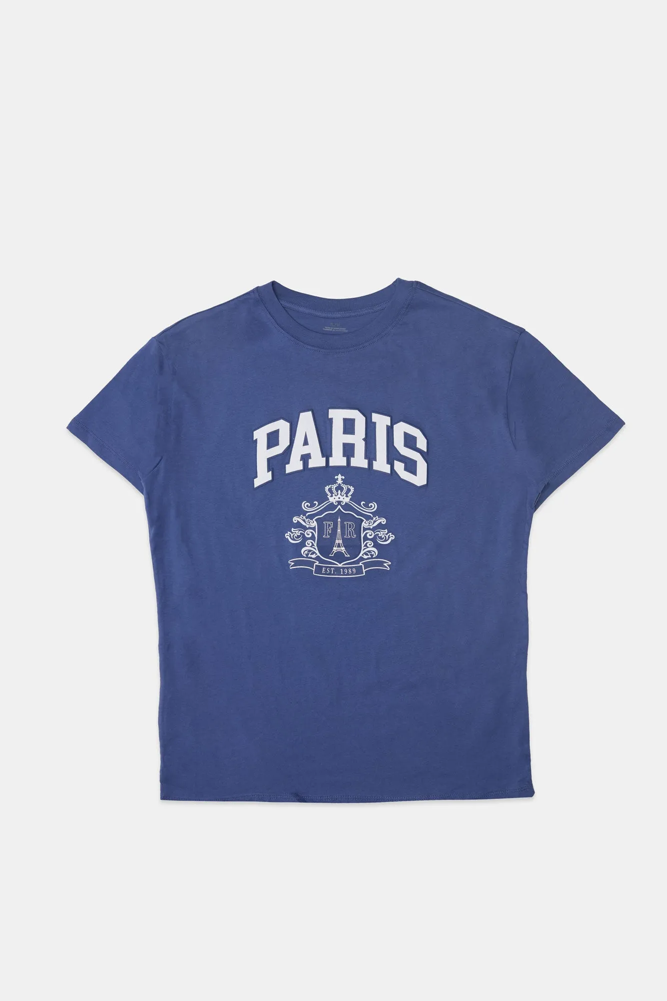 Paris Crest Puff Print Graphic Boyfriend Tee sold by Bluenotes