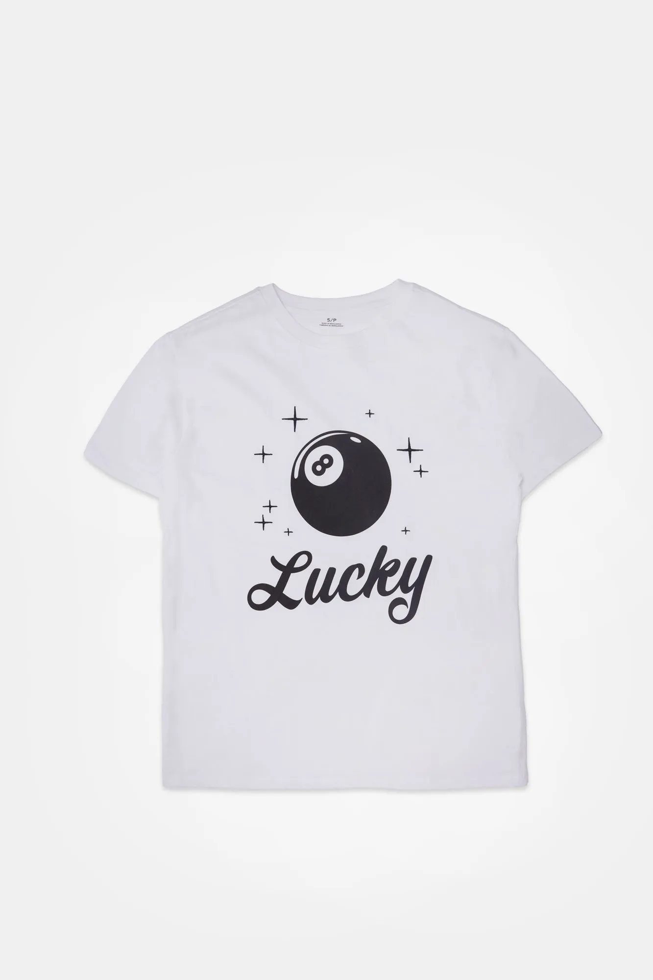 8 Ball Lucky Embroidered Graphic Boyfriend Tee sold by Bluenotes