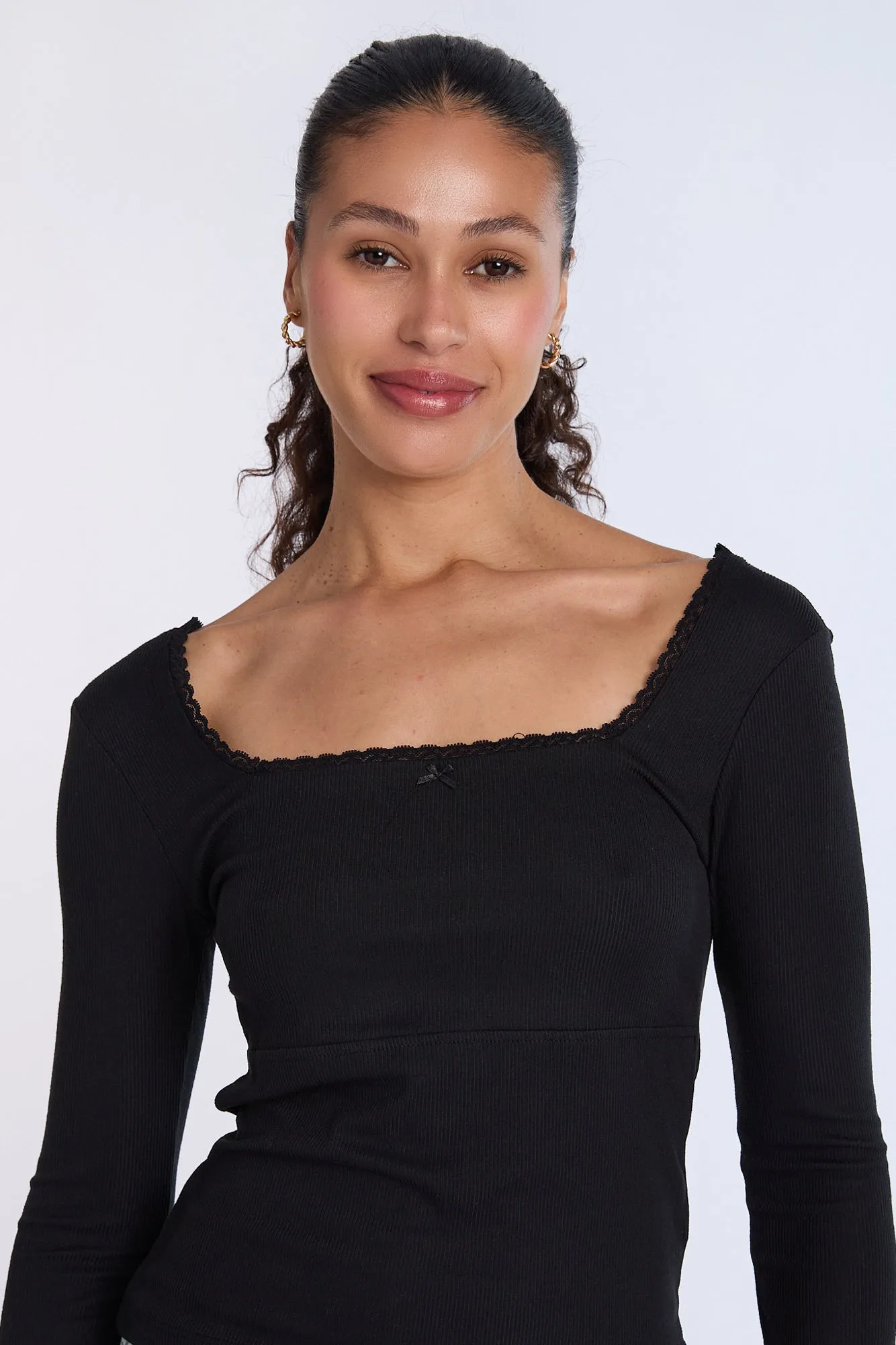 AERO Super Soft Ribbed Knit Long Sleeve Square Neck Top sold by Bluenotes product image thumbnail 3