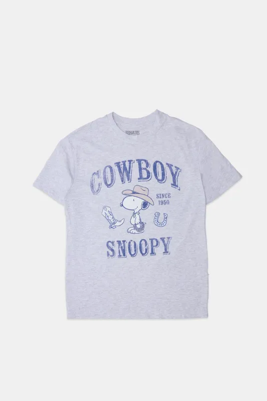 Peanuts Snoopy Cowboy Graphic Boyfriend Tee sold by Bluenotes