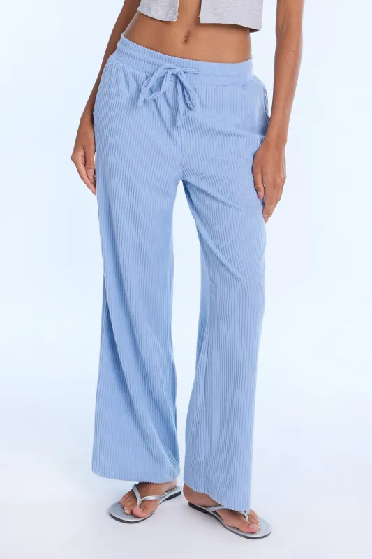 AERO Ribbed Brushed Wide Leg Pajama Pants sold by Bluenotes