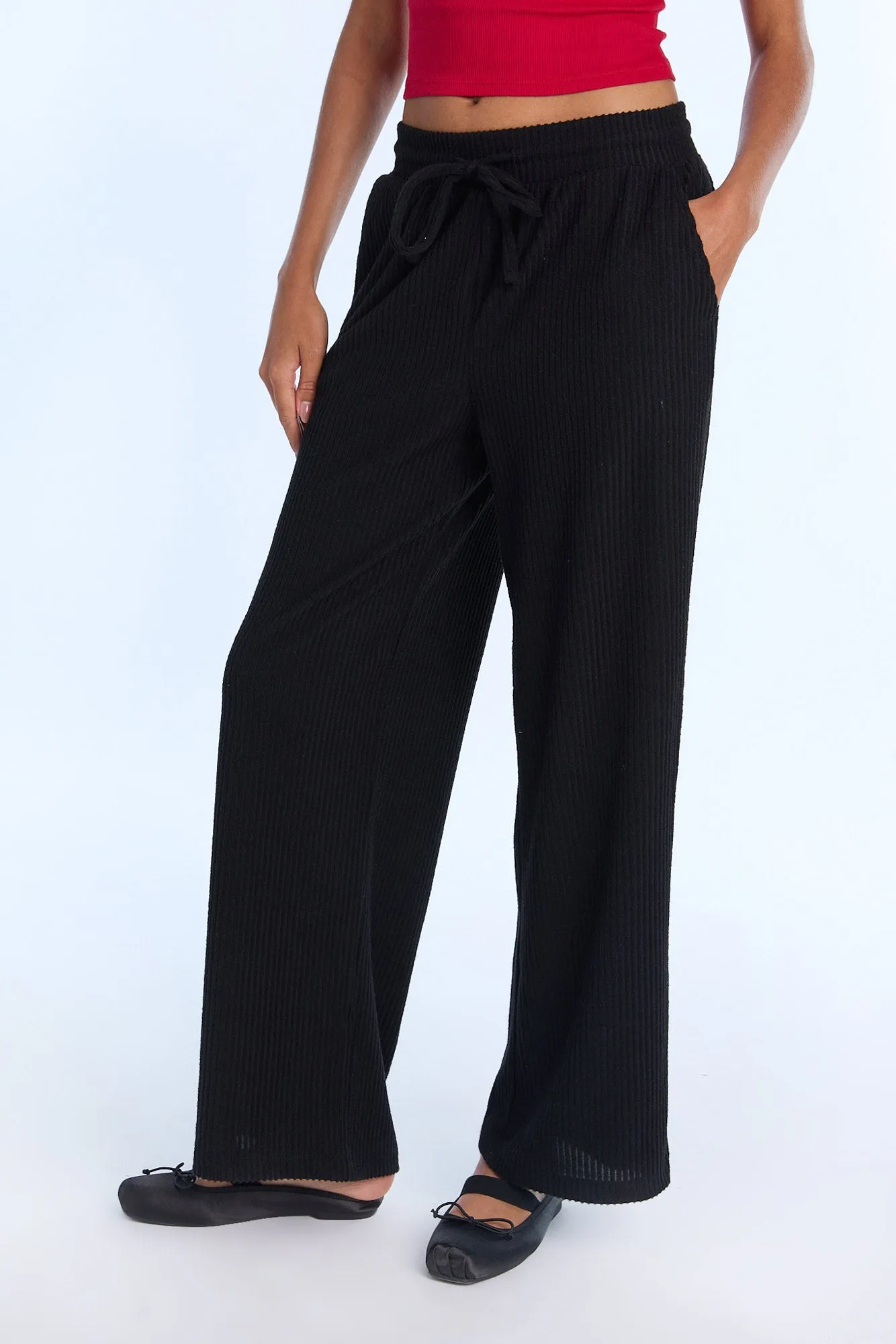 AERO Ribbed Brushed Wide Leg Pajama Pants sold by Bluenotes product image thumbnail 2