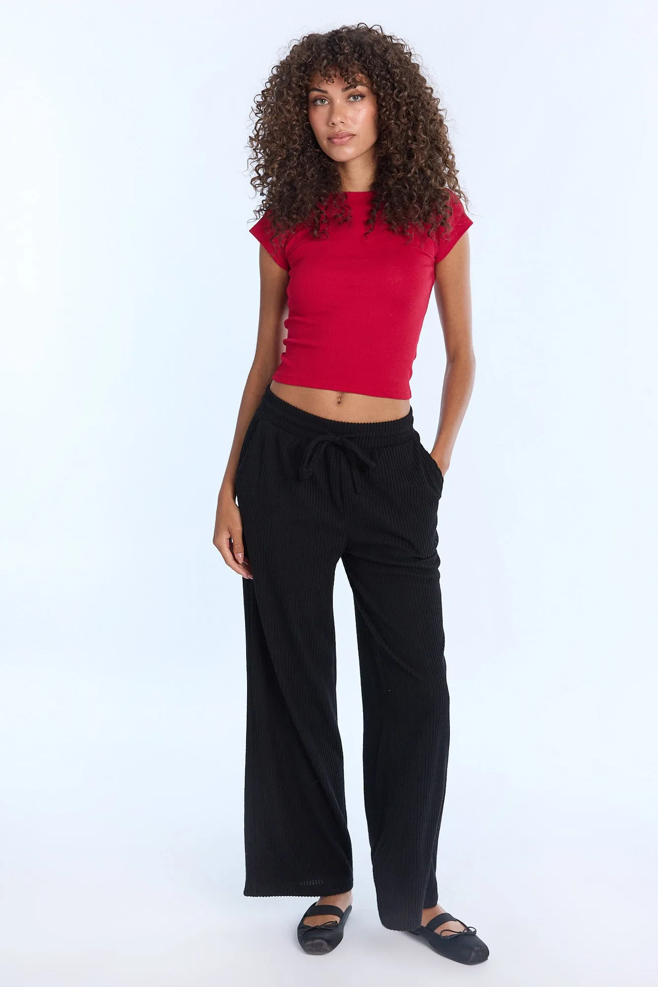 AERO Ribbed Brushed Wide Leg Pajama Pants sold by Bluenotes product image thumbnail 5