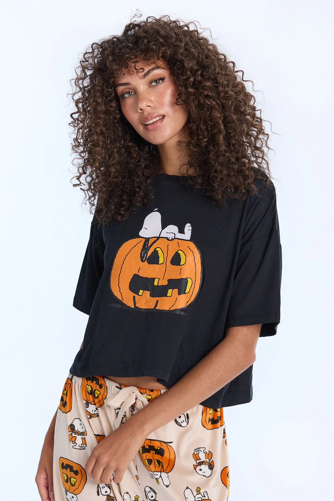Peanuts Snoopy Pumpkin Pajama Tee & Velour Pants 2-Piece Set sold by Bluenotes product image thumbnail 2