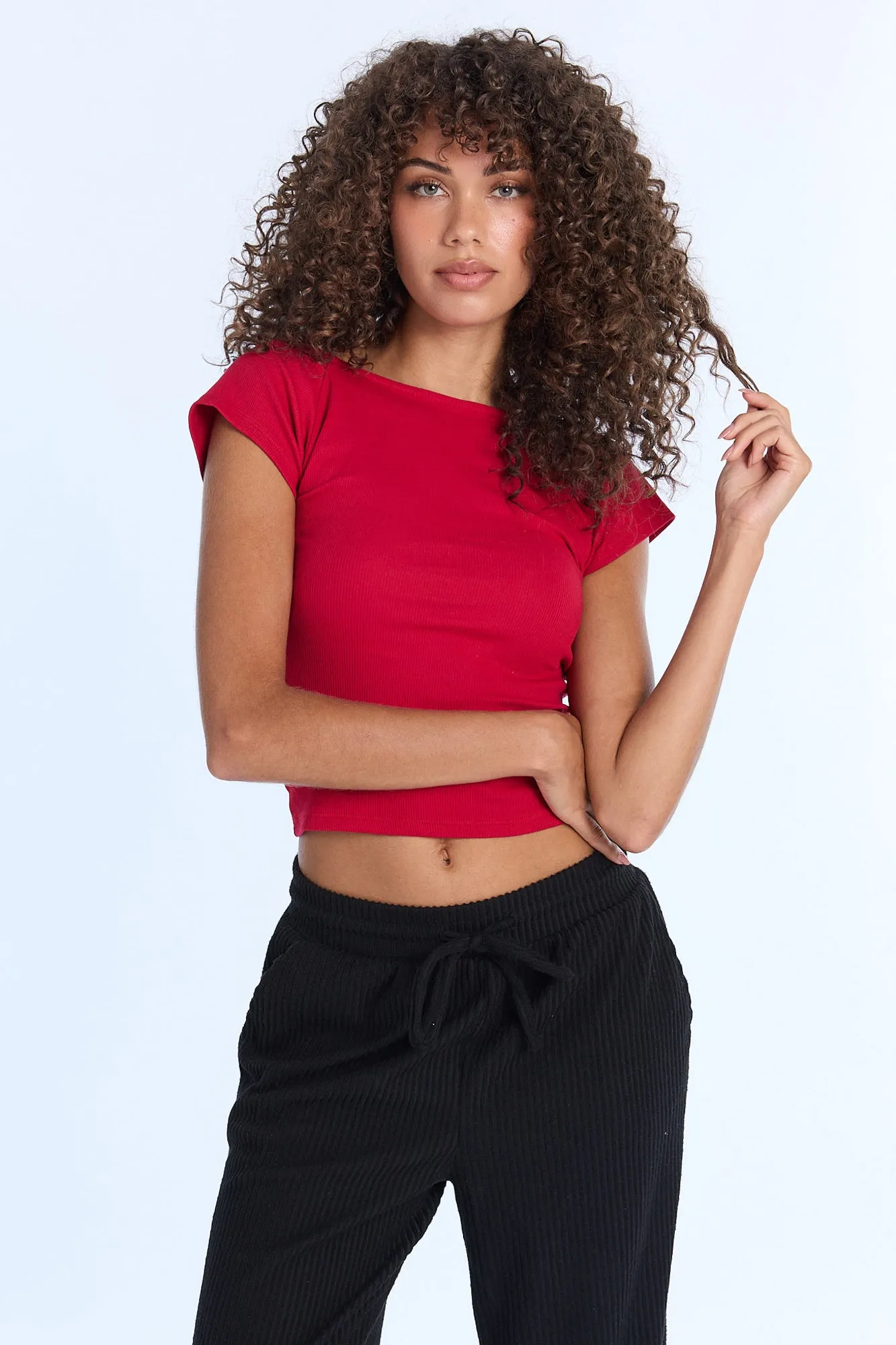 Boatneck Low-Back Short Sleeve Top sold by Bluenotes