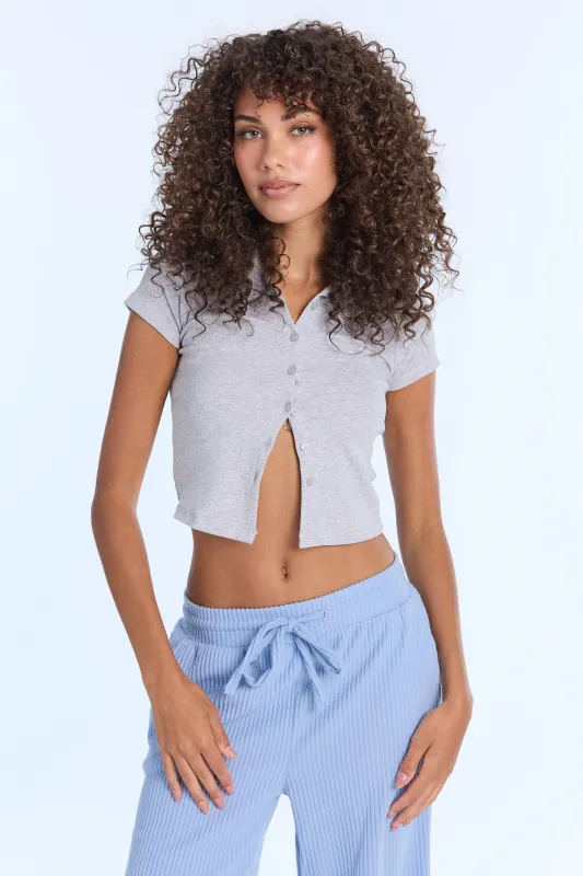 AERO Slim Button-Front Collared Polo sold by Bluenotes