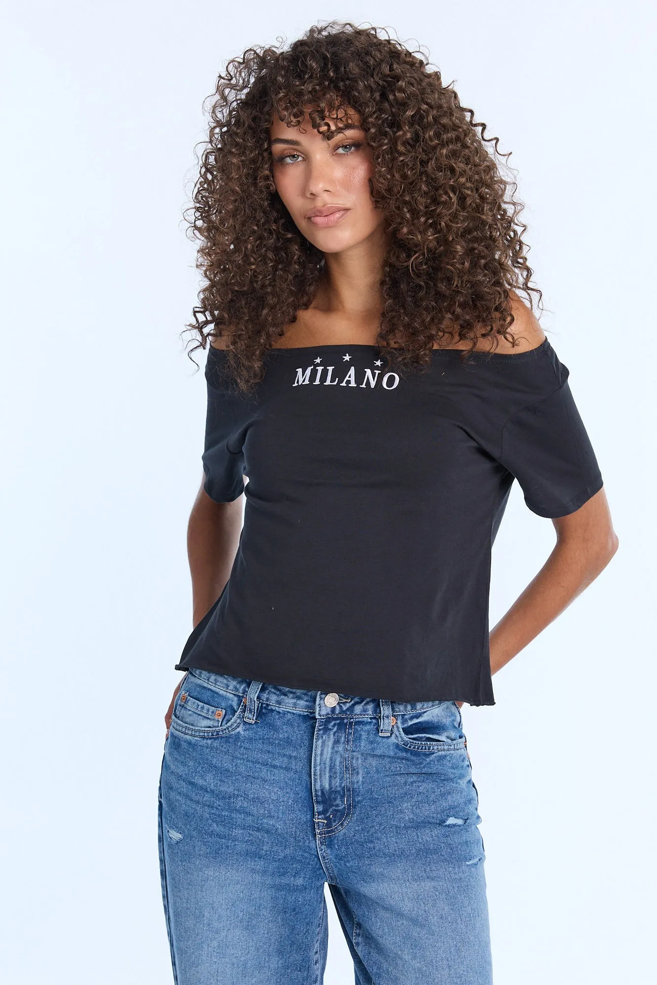 AERO Graphic Off-Shoulder Short Sleeve Tee sold by Bluenotes product image thumbnail 2