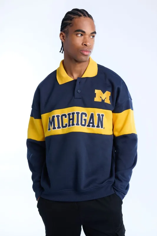Michigan M Colour Block Polo Sweatshirt sold by Bluenotes