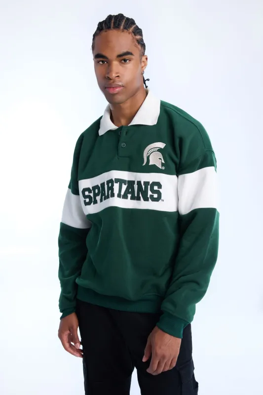 Michigan Spartans Colour Block Polo Sweatshirt sold by Bluenotes