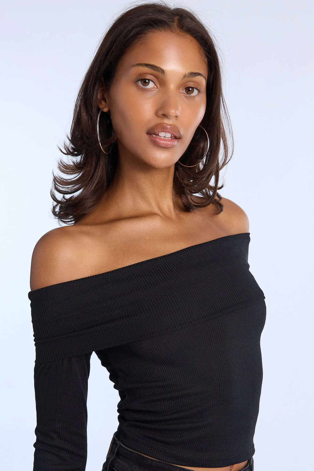 AERO Fold-Over Long Sleeve Off-Shoulder Top sold by Bluenotes product image thumbnail 3