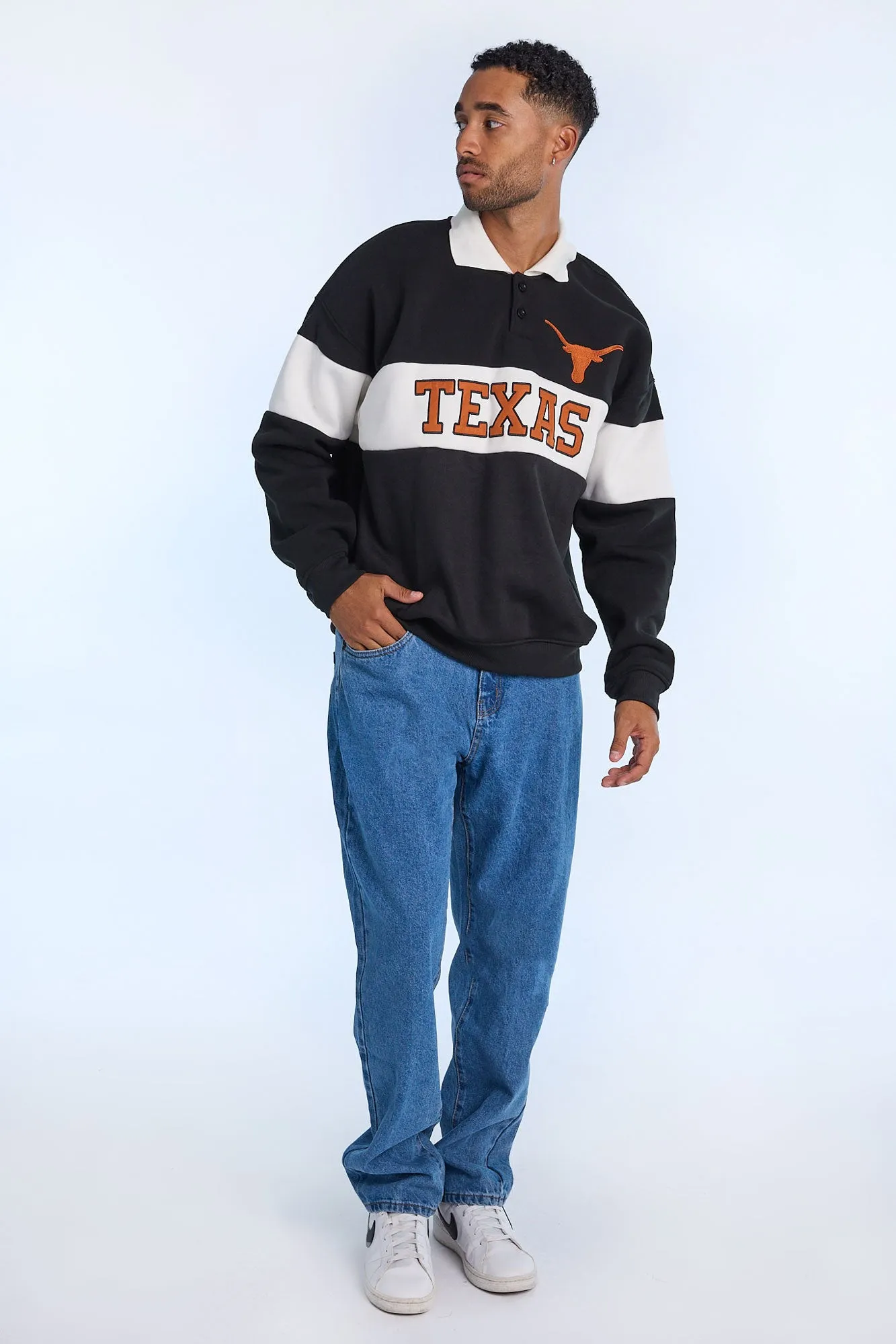 Texas Longhorns Colour Block Polo Sweatshirt sold by Bluenotes product image thumbnail 4