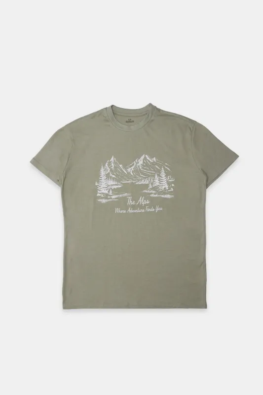 The Alps Graphic Boyfriend Tee sold by Bluenotes
