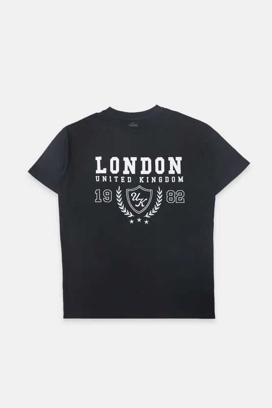 London UK 1982 Embroidered Graphic Boyfriend Tee sold by Bluenotes