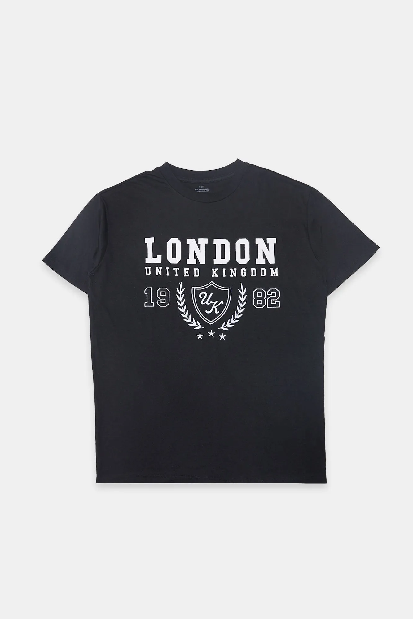 London UK 1982 Embroidered Graphic Boyfriend Tee sold by Bluenotes