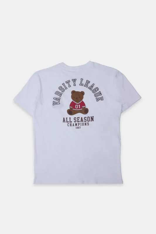 Teddy Varsity League Embroidered Graphic Boyfriend Tee sold by Bluenotes