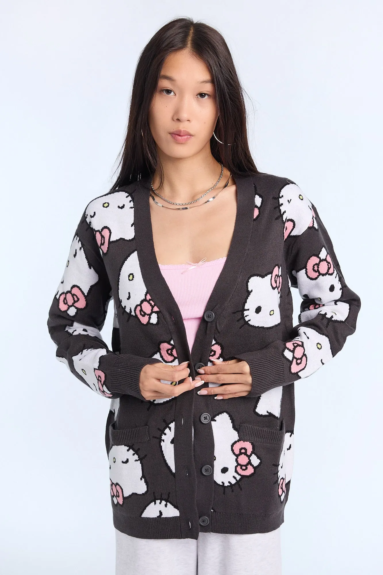 Hello Kitty Button-Front Cardigan sold by Bluenotes