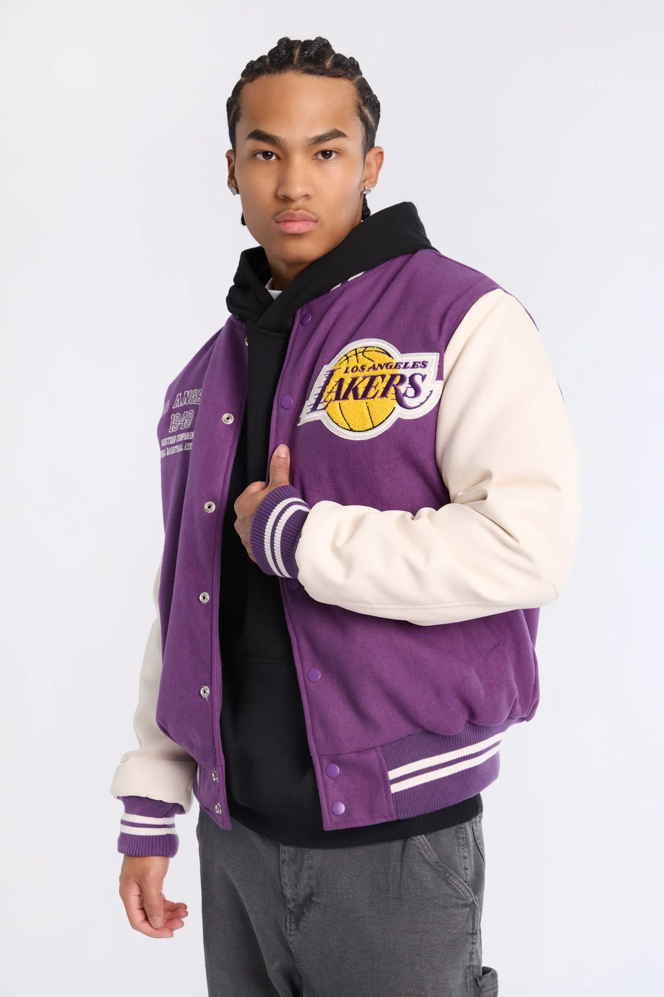 Los Angeles Lakers Varsity Bomber Jacket sold by Bluenotes