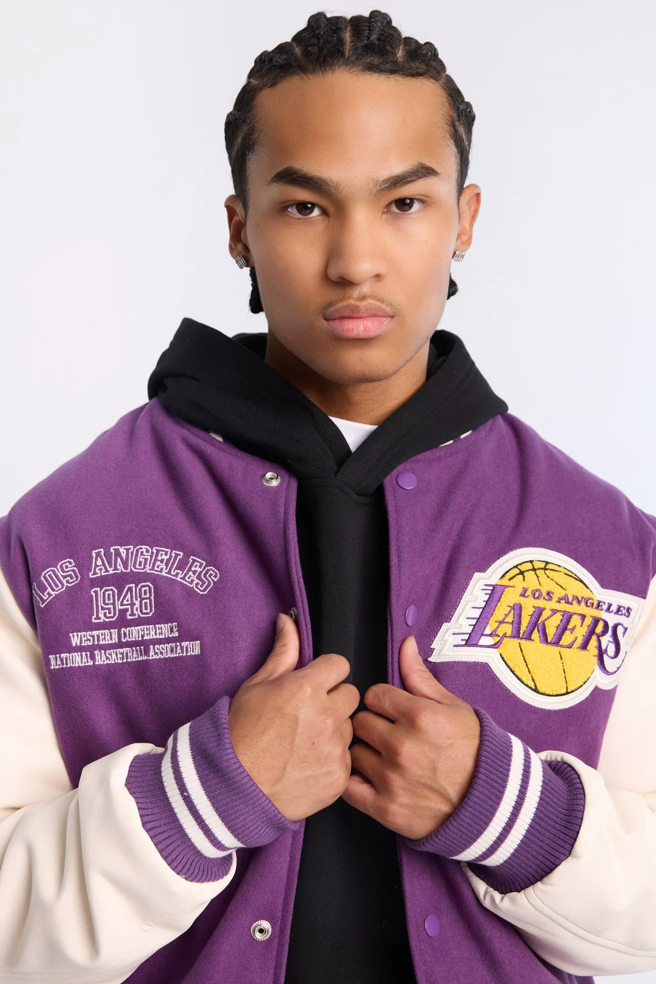 Los Angeles Lakers Varsity Bomber Jacket sold by Bluenotes product image thumbnail 3