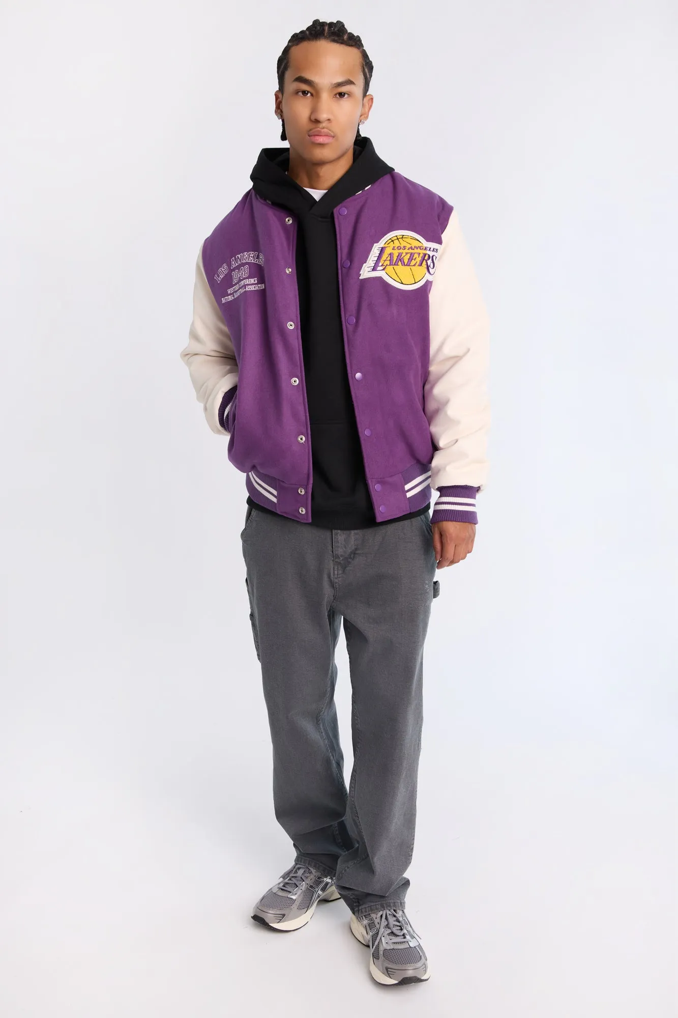 Los Angeles Lakers Varsity Bomber Jacket sold by Bluenotes product image thumbnail 4