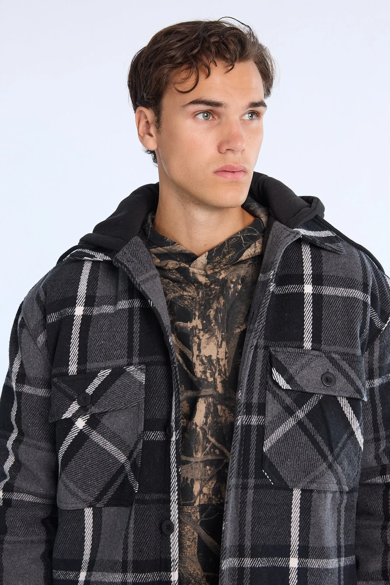 North Western Lined Flannel Hooded Shacket sold by Bluenotes product image thumbnail 3