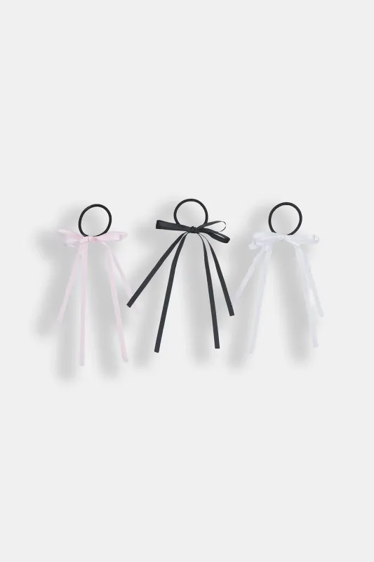 AERO Satin Bow Hair Elastics 6-Pack sold by Bluenotes