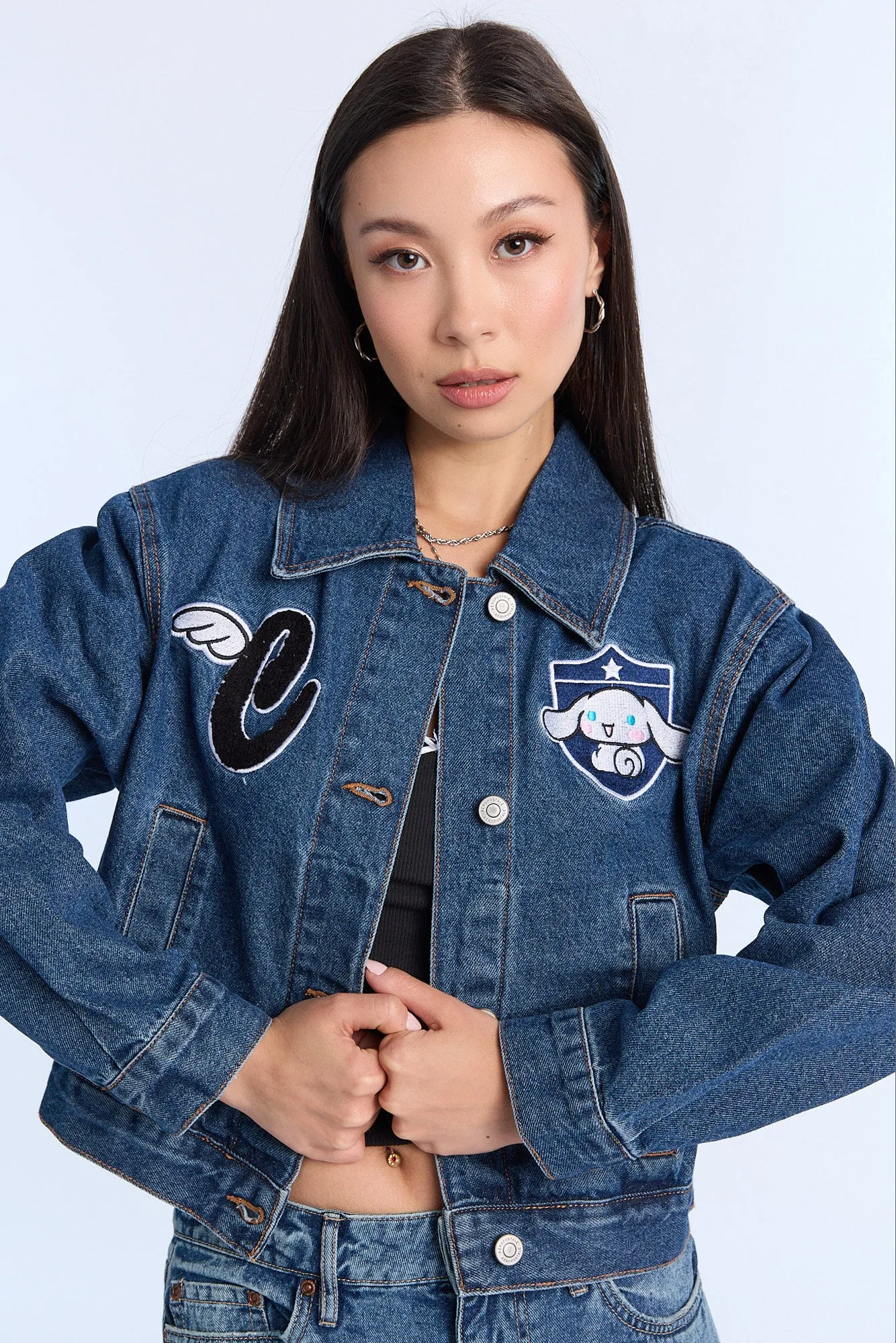 Hello Kitty Cinnamoroll Embroidered Denim Jacket sold by Bluenotes product image thumbnail 2