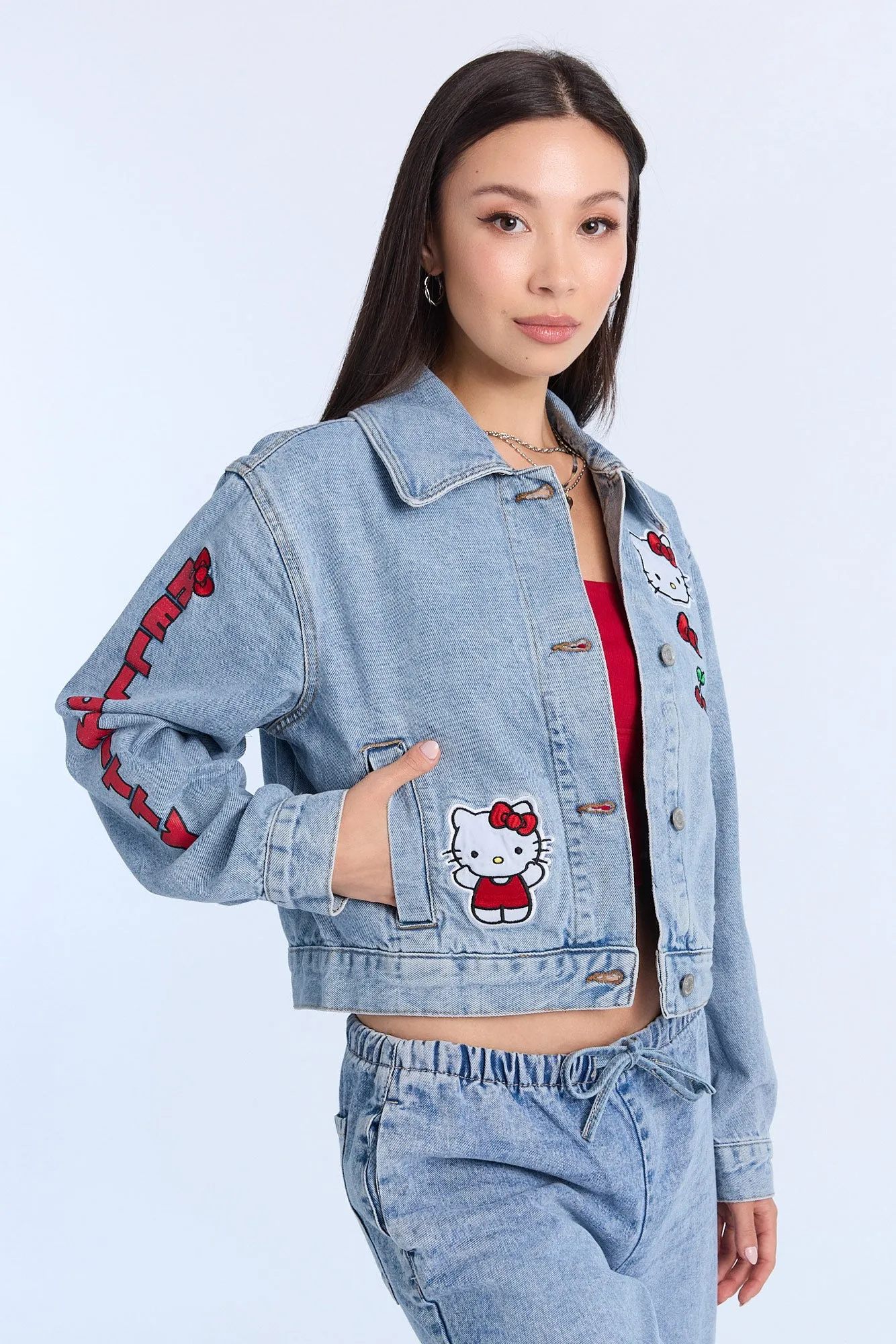 Hello Kitty Embroidered Denim Jacket sold by Bluenotes