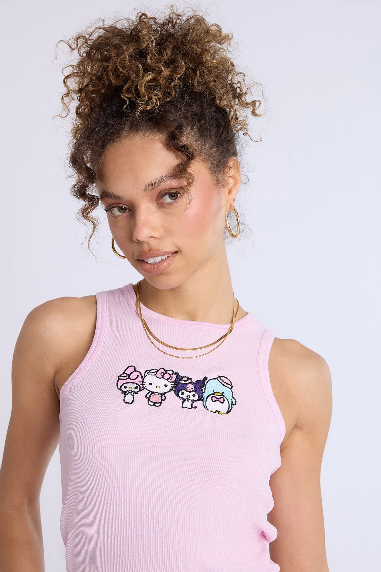 Hello Kitty And Friends Embroidered Ribbed High Neck Tank Top sold by Bluenotes product image thumbnail 2
