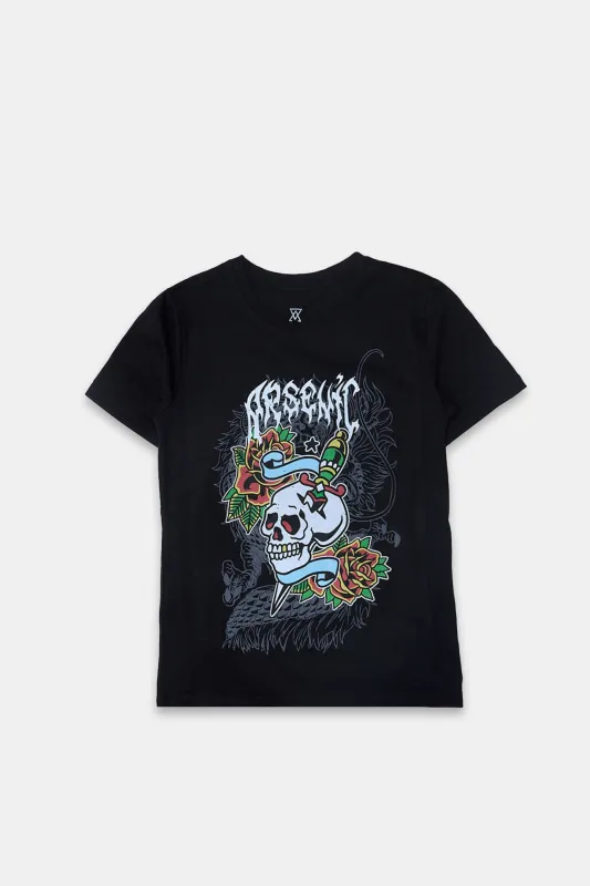 Boys' Arsenic Skull Tattoo Graphic Classic Tee sold by Bluenotes