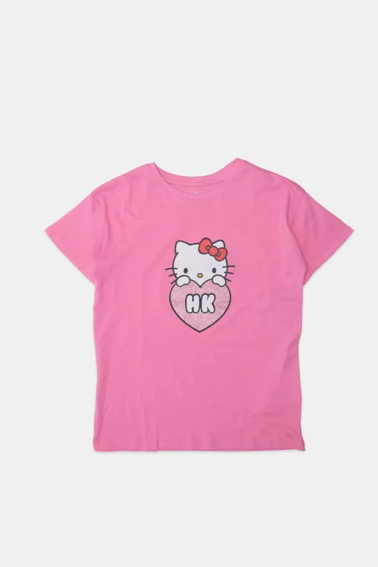 Girls' Hello Kitty Heart Glitter Graphic Classic Tee made by Aeropostale