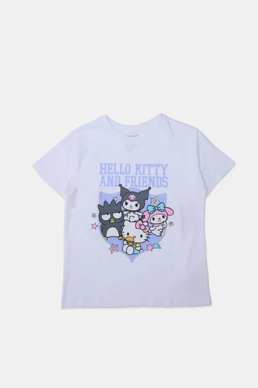 Girls' Hello Kitty And Friends Crest Glitter Graphic Classic Tee sold by Bluenotes