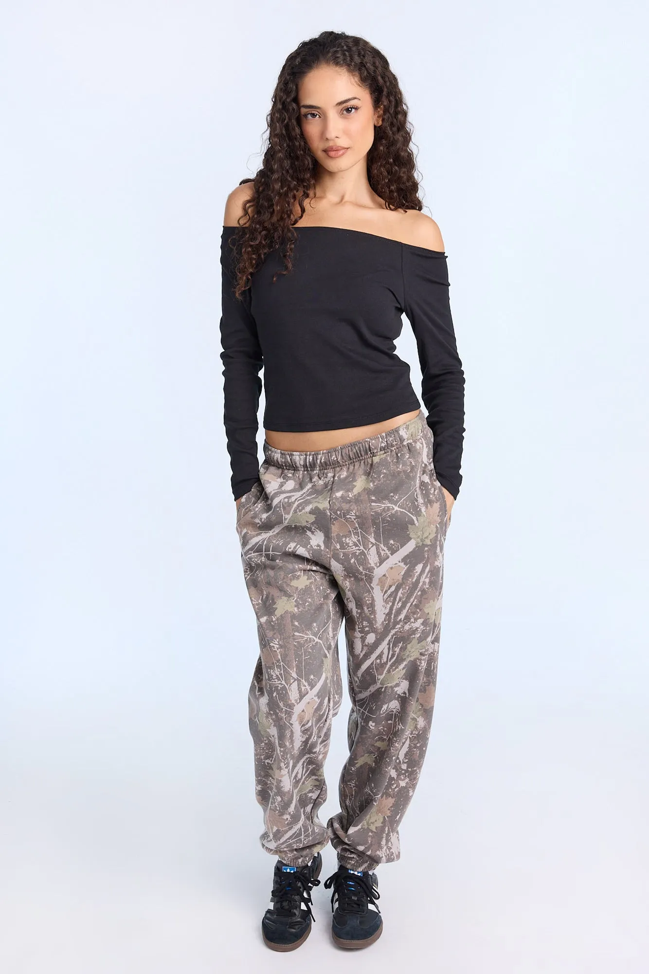 AERO Ribbed Knit Long Sleeve Off-Shoulder Top sold by Bluenotes product image thumbnail 4