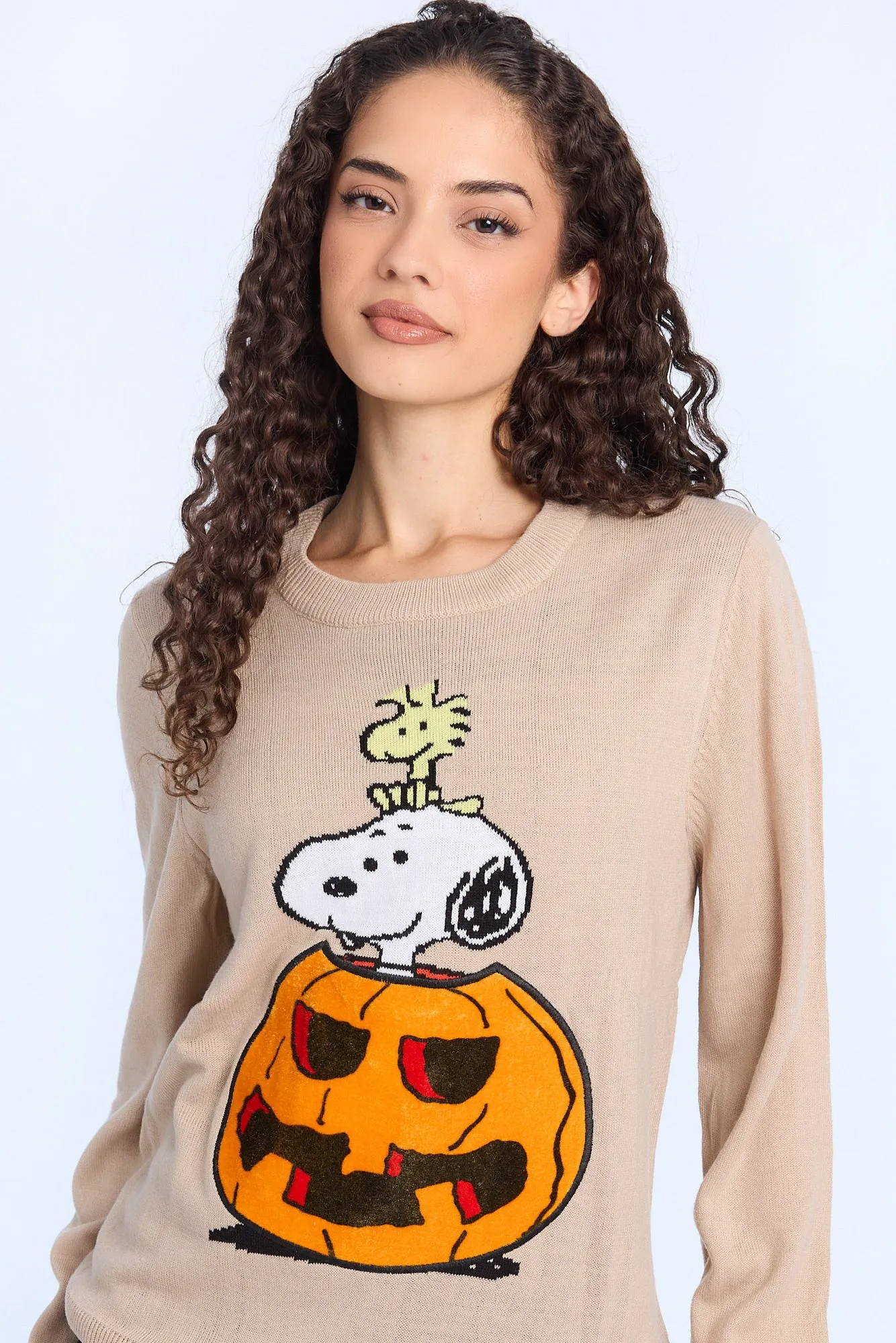Peanuts Snoopy And Woodstock Halloween Pumpkin Crew Neck Sweatshirt sold by Bluenotes product image thumbnail 2
