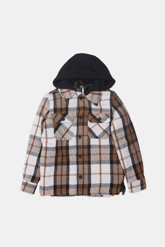 Boys' North Western Lined Flannel Hooded Shacket sold by Bluenotes