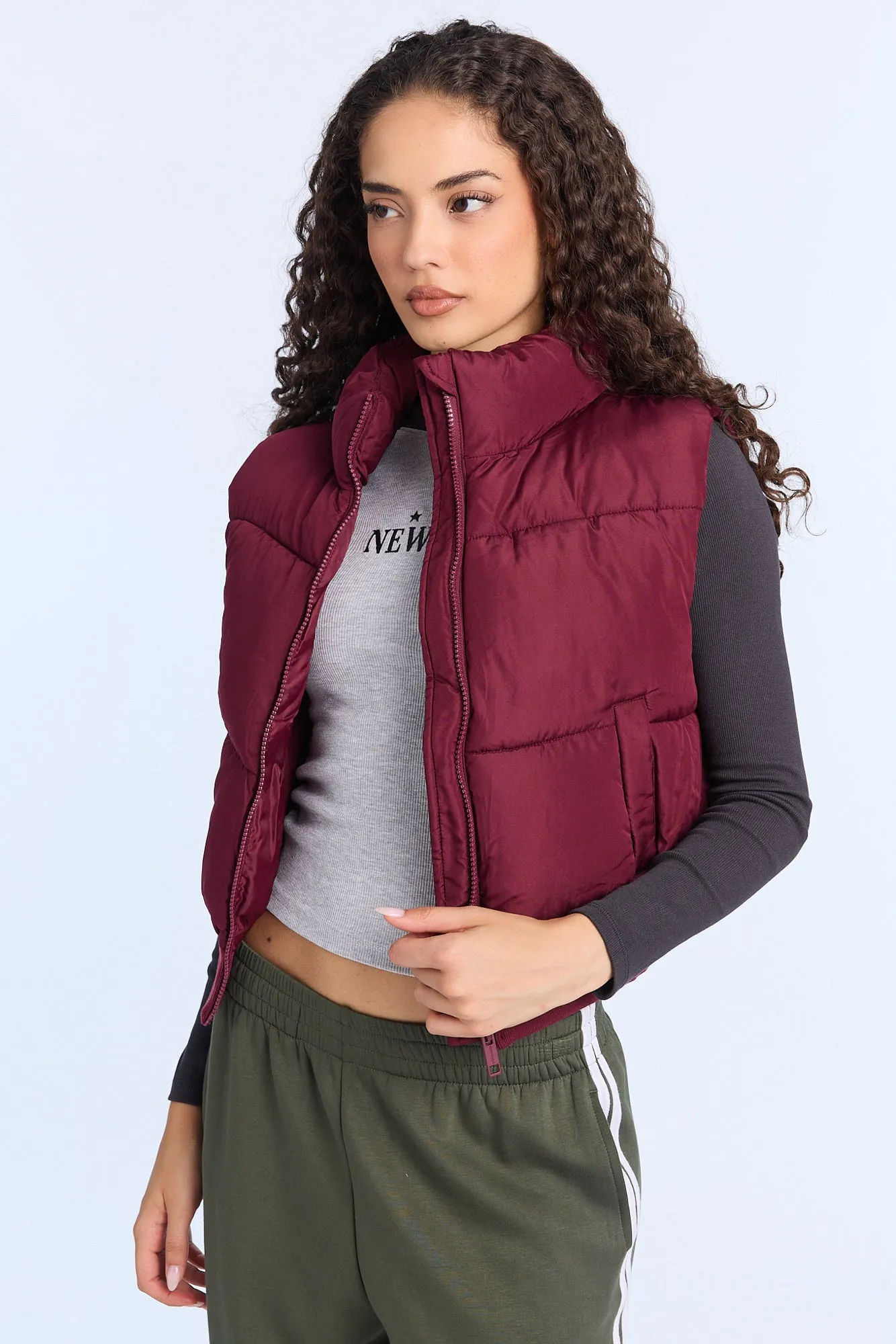 AERO Zip-Up Cropped Puffer Vest sold by Bluenotes product image thumbnail 2