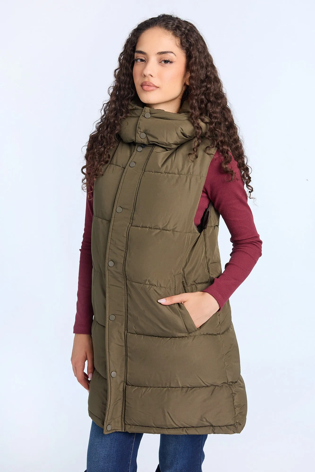 Long Hooded Puffer Vest sold by Bluenotes