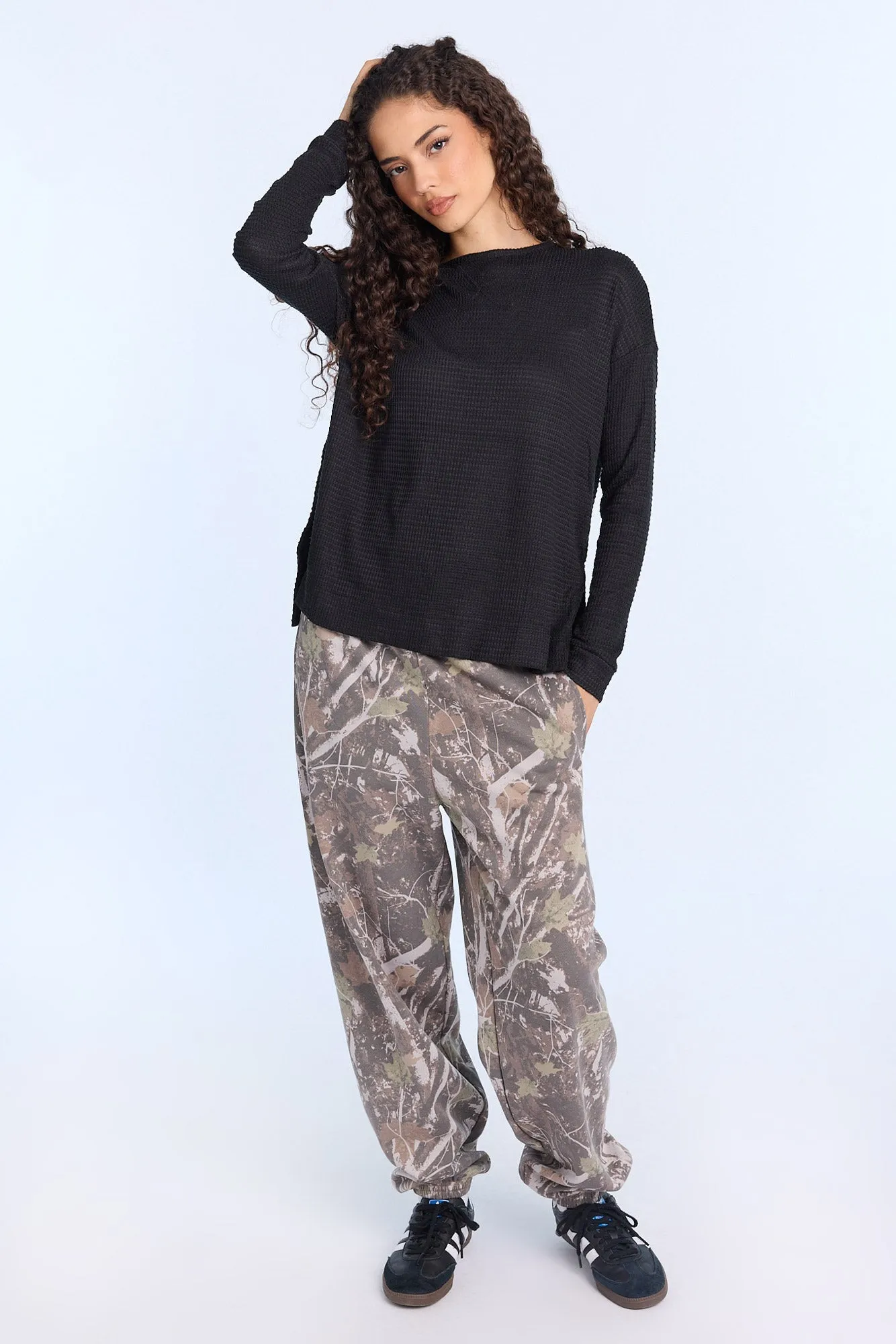 Everyday Waffle Knit Long Sleeve Crew Neck Top sold by Bluenotes product image thumbnail 5