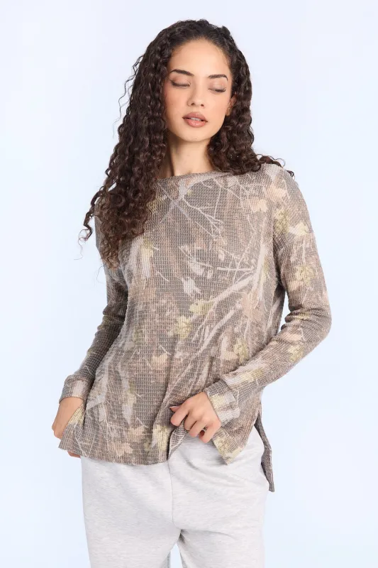 Everyday Waffle Knit Long Sleeve Crew Neck Top sold by Bluenotes