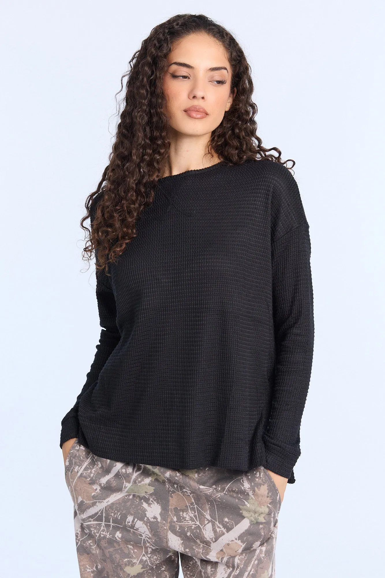 Everyday Waffle Knit Long Sleeve Crew Neck Top sold by Bluenotes product image thumbnail 2