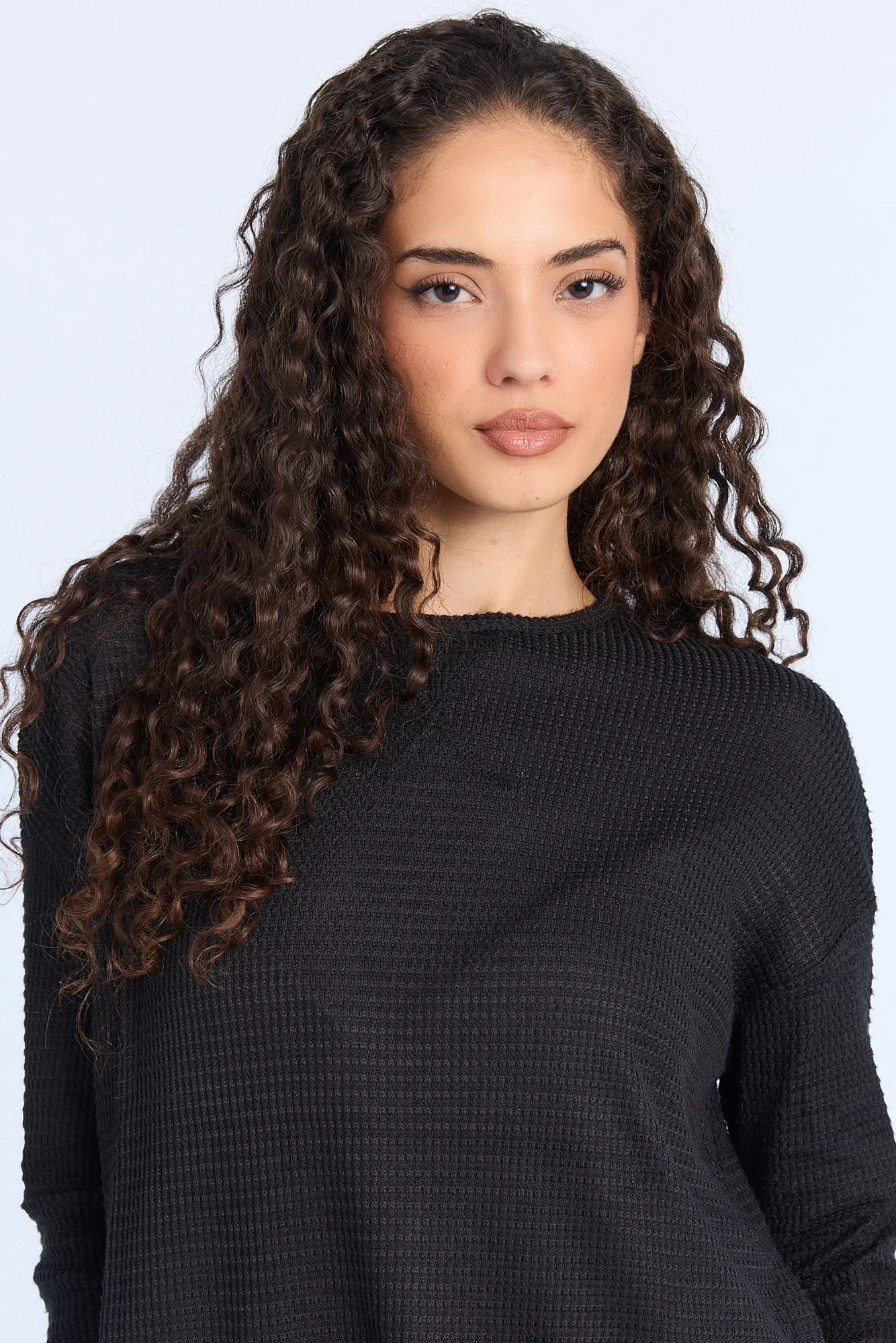 Everyday Waffle Knit Long Sleeve Crew Neck Top sold by Bluenotes product image thumbnail 3