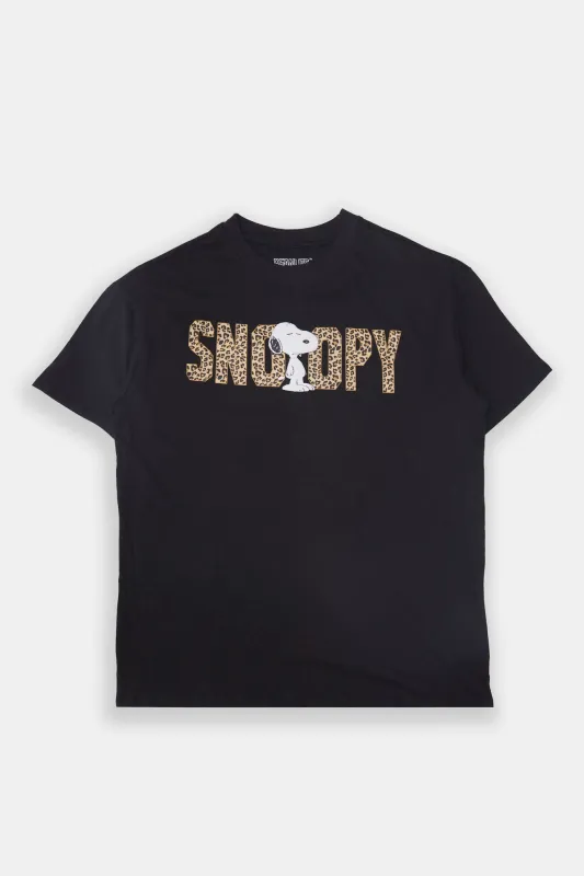 Peanuts Snoopy Leopard Graphic Boyfriend Tee sold by Bluenotes