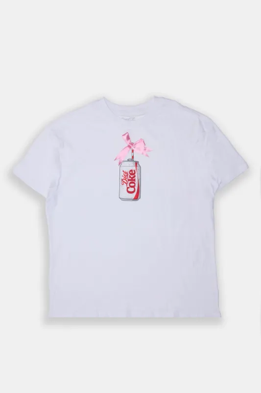 Diet Coke Bow Graphic Boyfriend Tee sold by Bluenotes