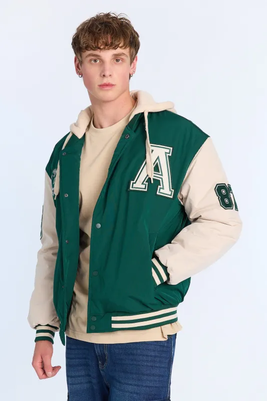 AERO Nylon Hooded Varsity Jacket sold by Bluenotes