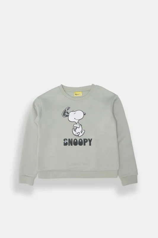 Girls' Peanuts Snoopy Crew Neck Sweatshirt sold by Bluenotes
