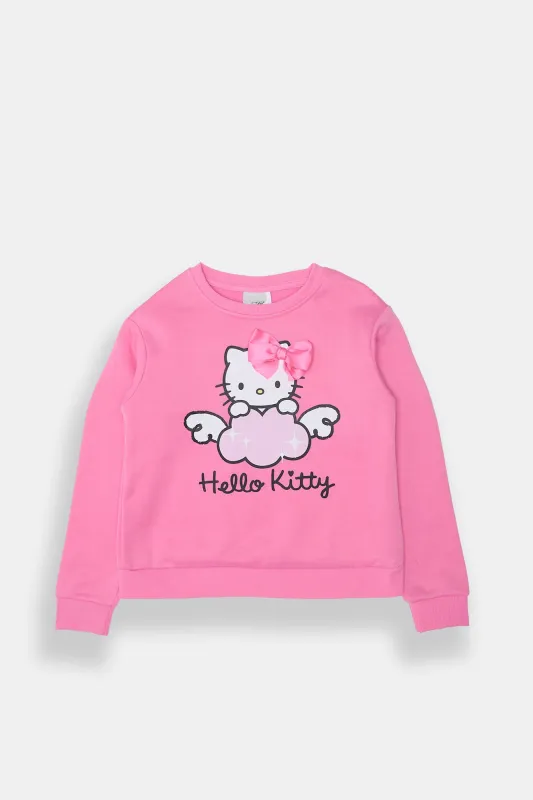 Girls' Hello Kitty Ribbon Crew Neck Sweatshirt sold by Bluenotes