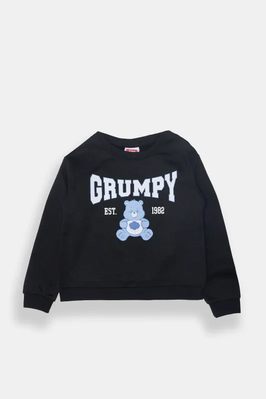 Girls' Care Bears Grumpy Crew Neck Sweatshirt sold by Bluenotes