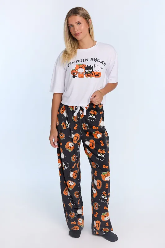 Hello Kitty And Friends Pumpkin Squad Super Soft Pajama Tee And Velour Pajama Pants 2-Piece Set sold by Bluenotes