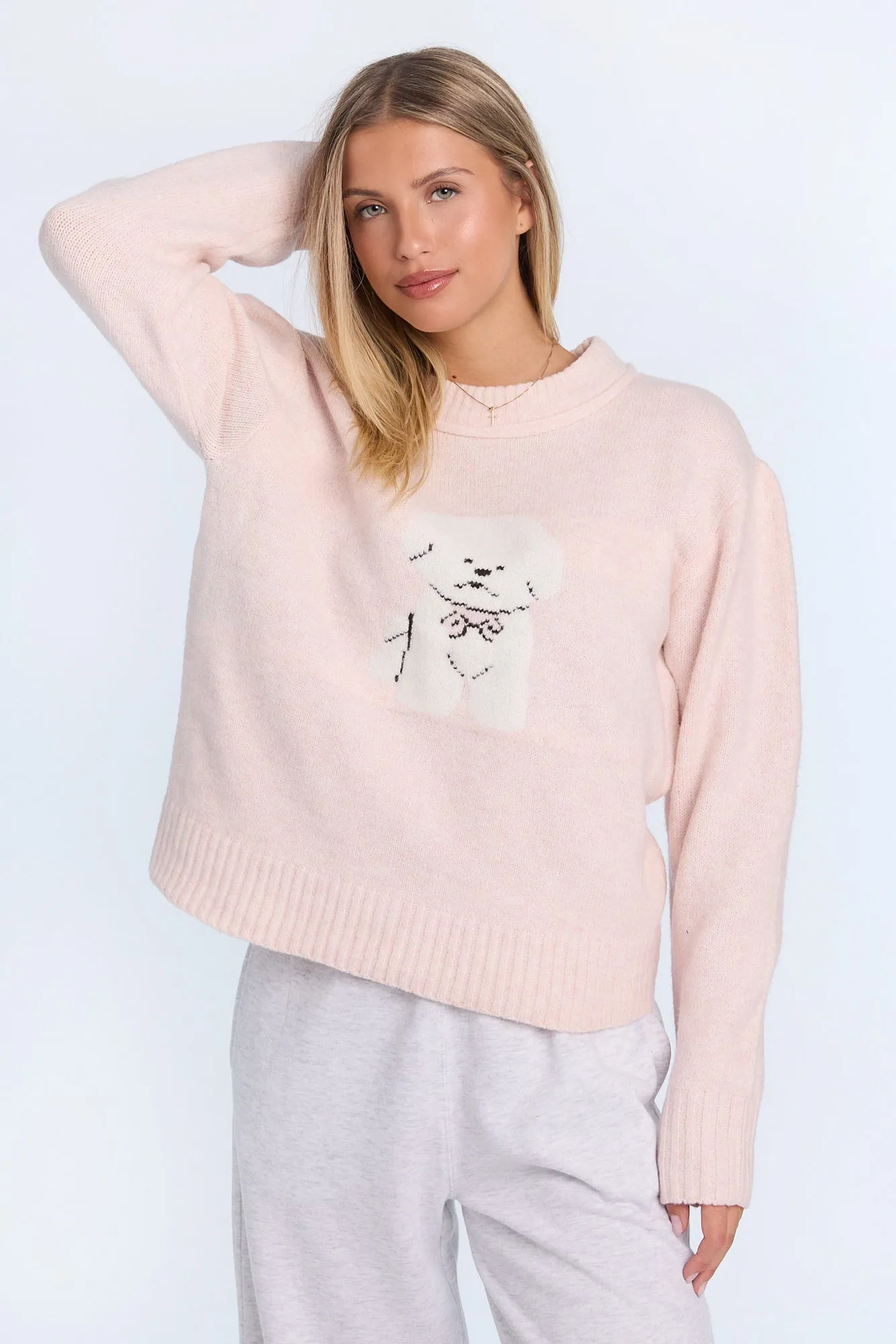 Graphic Flat Knit Crew Neck Sweater sold by Bluenotes