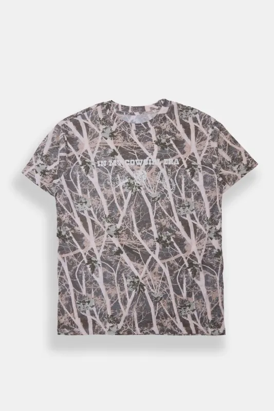 Cowgirl Era Tree Camouflage Graphic Boyfriend Tee sold by Bluenotes