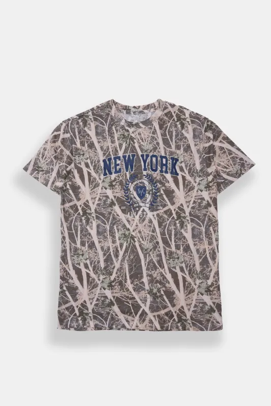 New York City Tree Camouflage Graphic Boyfriend Tee sold by Bluenotes